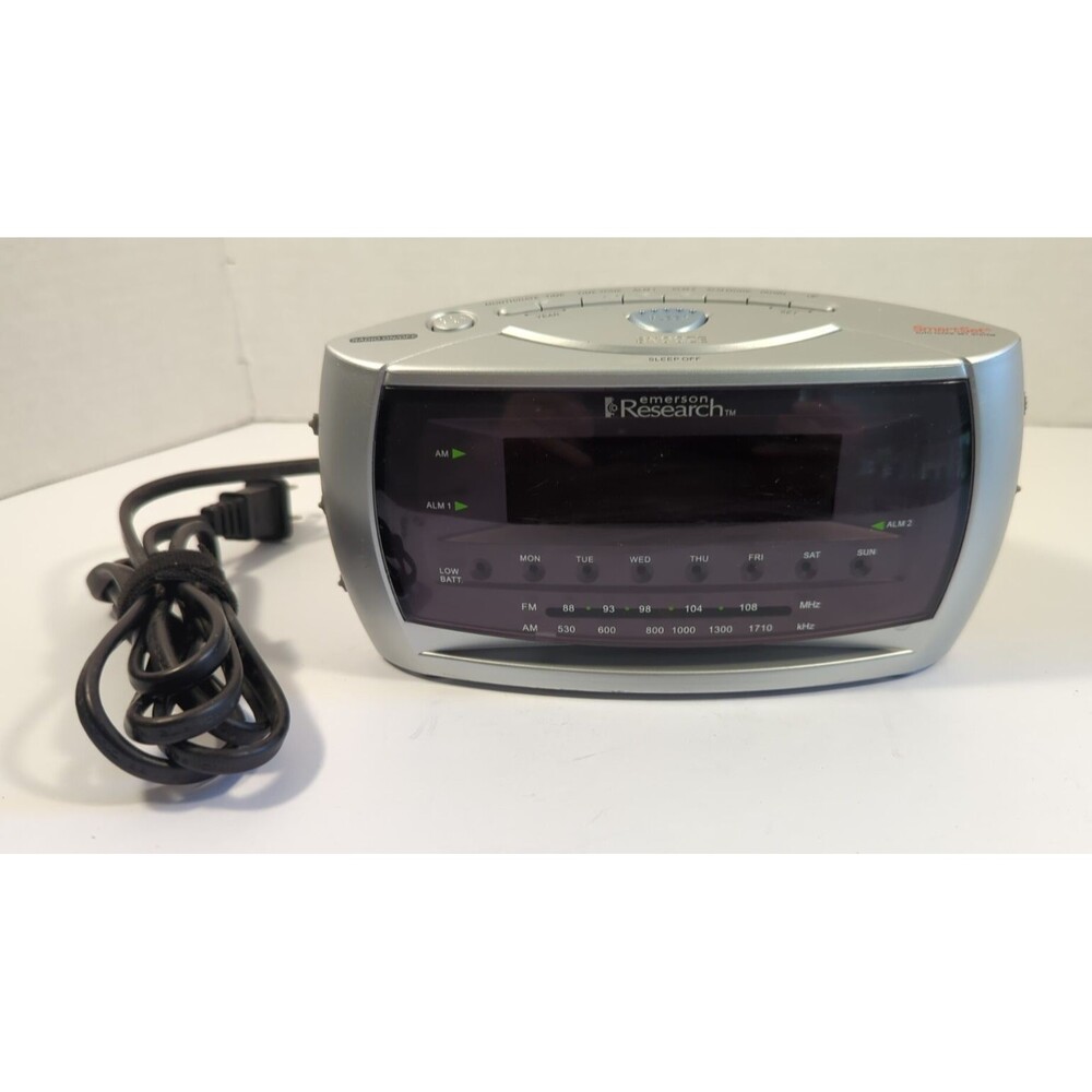Emerson Research CKS3029 Smart Set Dual Alarm Clock AM/FM Radio LED "Tested"